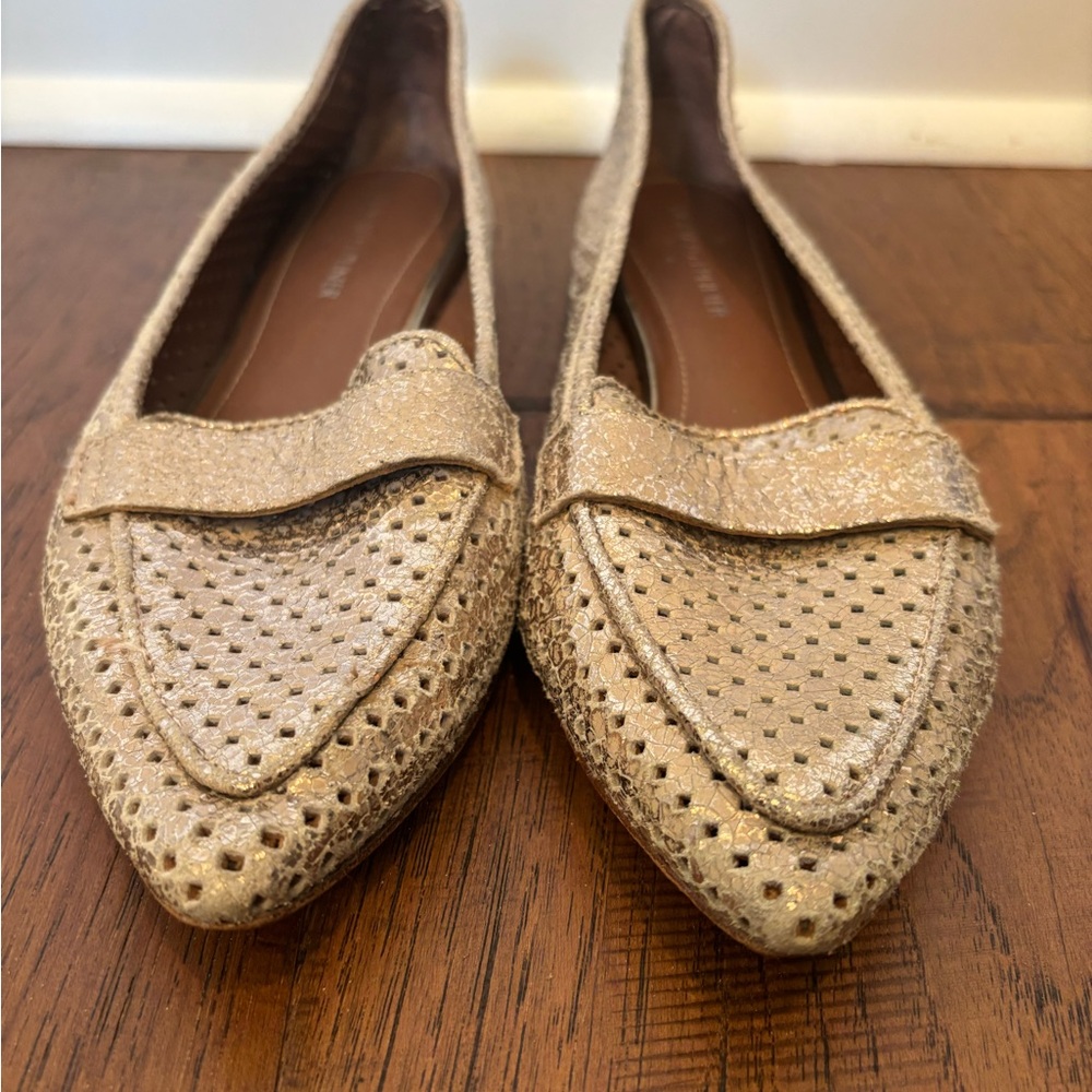 Donald Pliner Chic Gold Perforated Loafers for Women